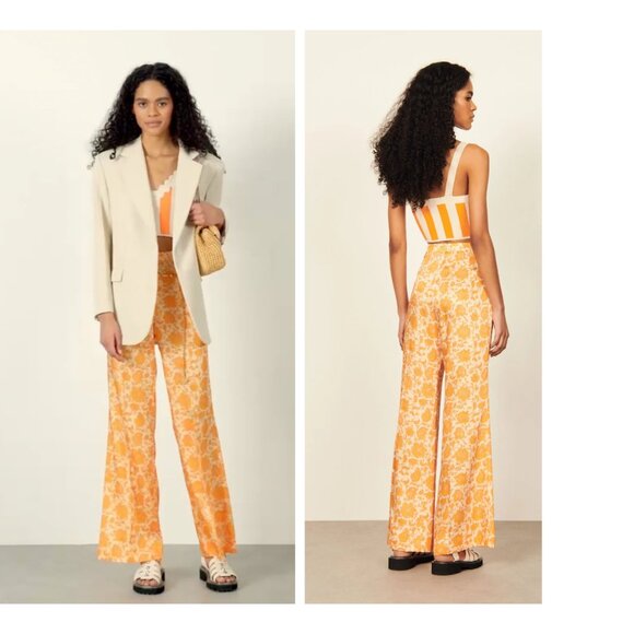 Sandro | Trapani Floral Trousers In Orange - Picture 3 of 13